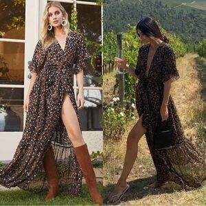 Sabina Musayev Brook Printed Maxi Brown Floral M